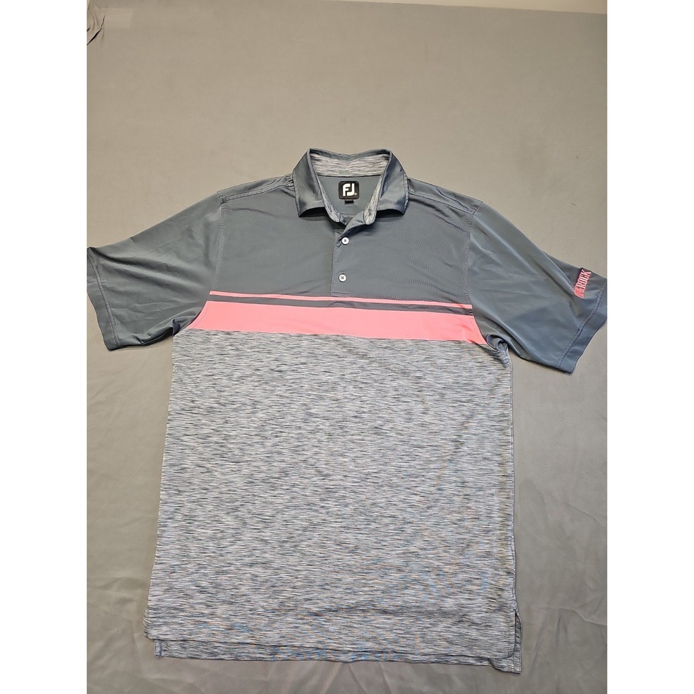 FootJoy Polo Shirt Mens Medium "Top Of The Rock" Logo Golf Performance